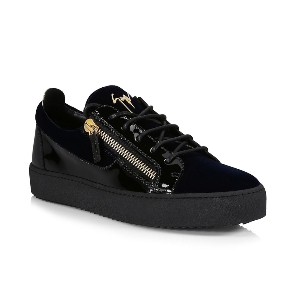 Giuseppe Zanotti Low Top Velvet and Leather Sneakers